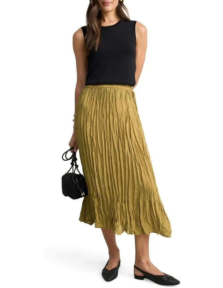 Crushed Midi Skirt in Bronze image 3