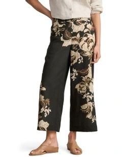 Printed Wide Leg Pant in Black