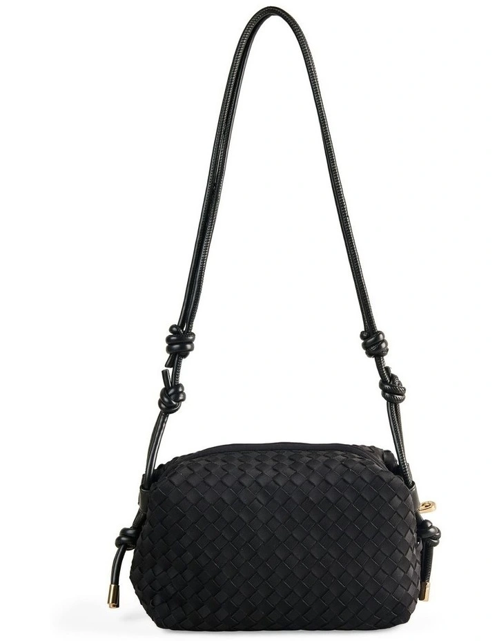 Woven Crossbody Bag in Black image 3