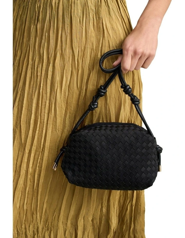 Woven Crossbody Bag in Black image 5