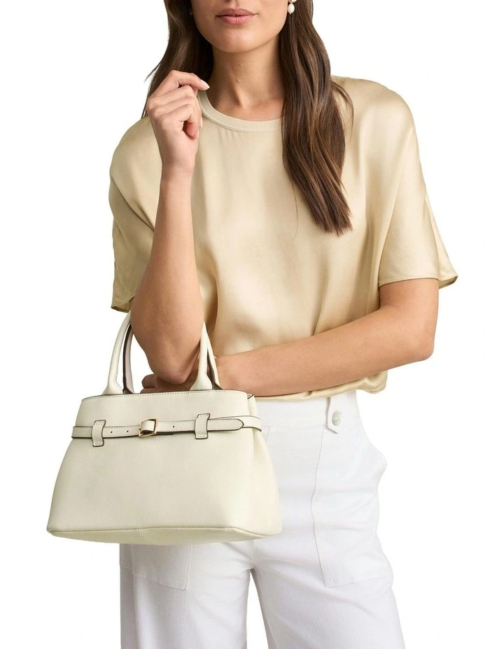 Buckle Detail Tote Bag in Cream image 2