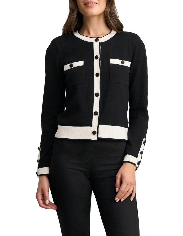 Cotton Cardigan in Black image 1