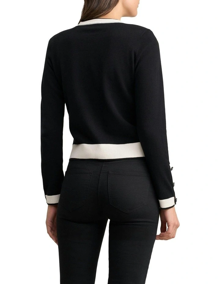Cotton Cardigan in Black image 2