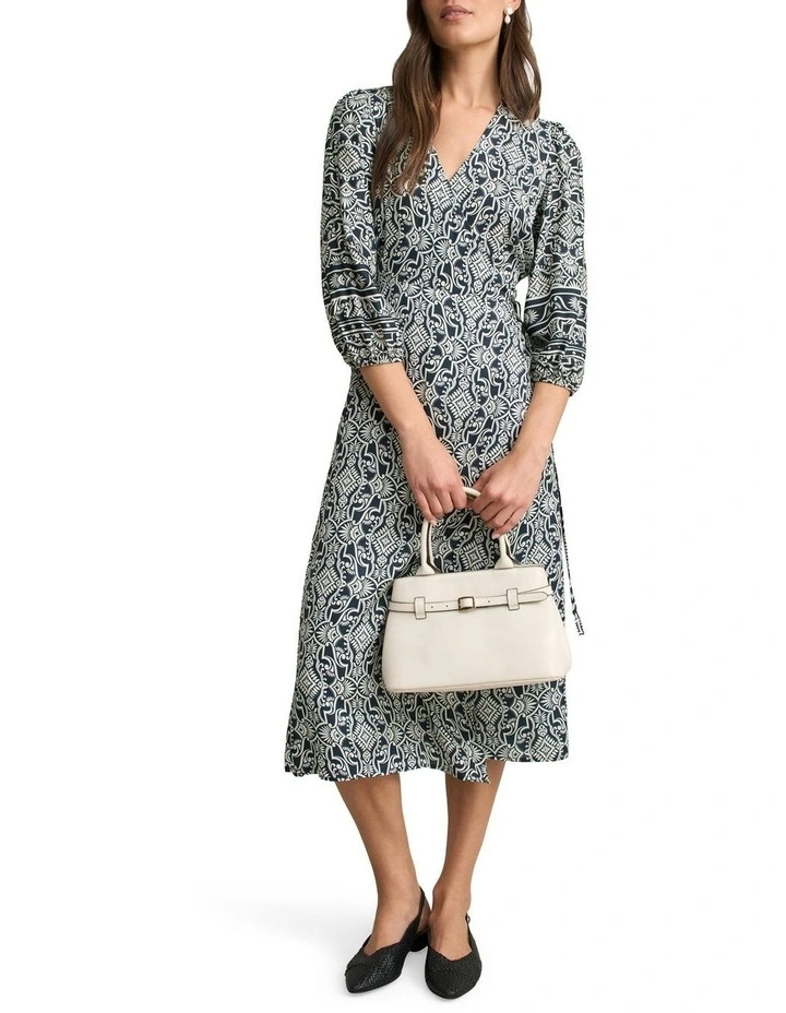 Two Tone Printed Wrap Dress in Multi image 3