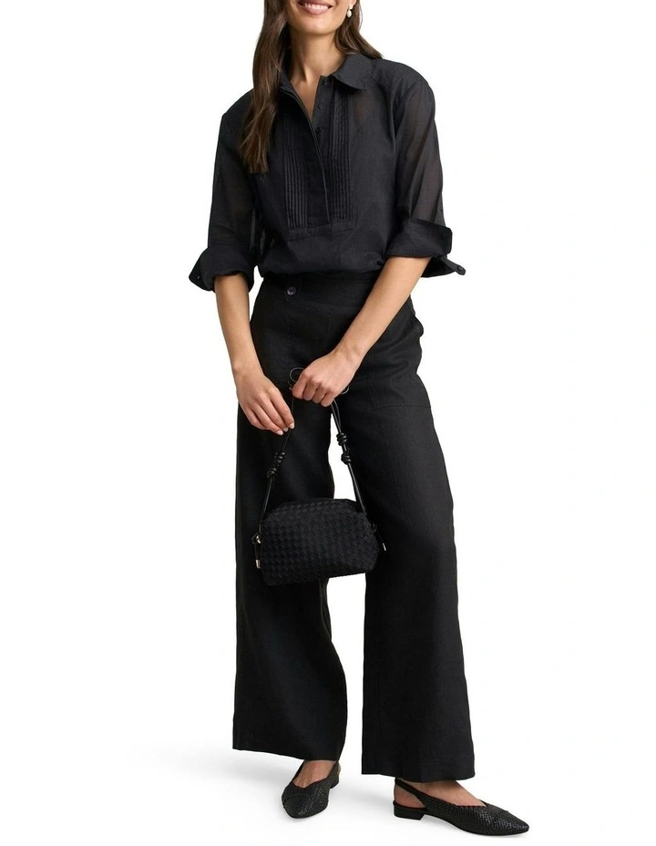 Ramie Cotton Shirt in Black image 3