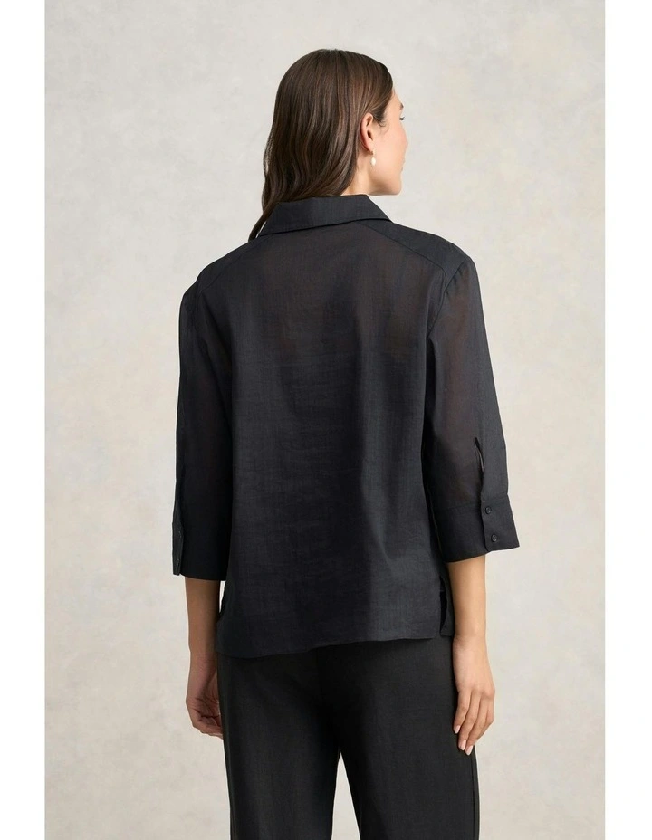 Ramie Cotton Shirt in Black image 4