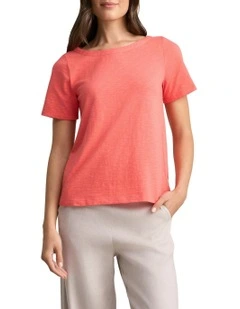Boat Neck T-shirt in Melon
