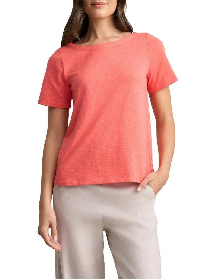 Boat Neck T-shirt in Melon image 1