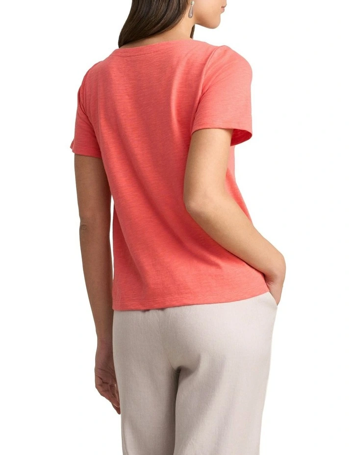 Boat Neck T-shirt in Melon image 2