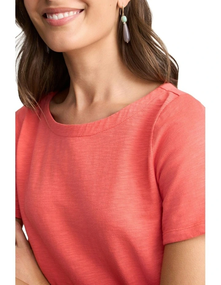 Boat Neck T-shirt in Melon image 4