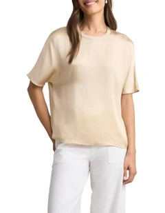 Short Sleeve Viscose Top in Champagne