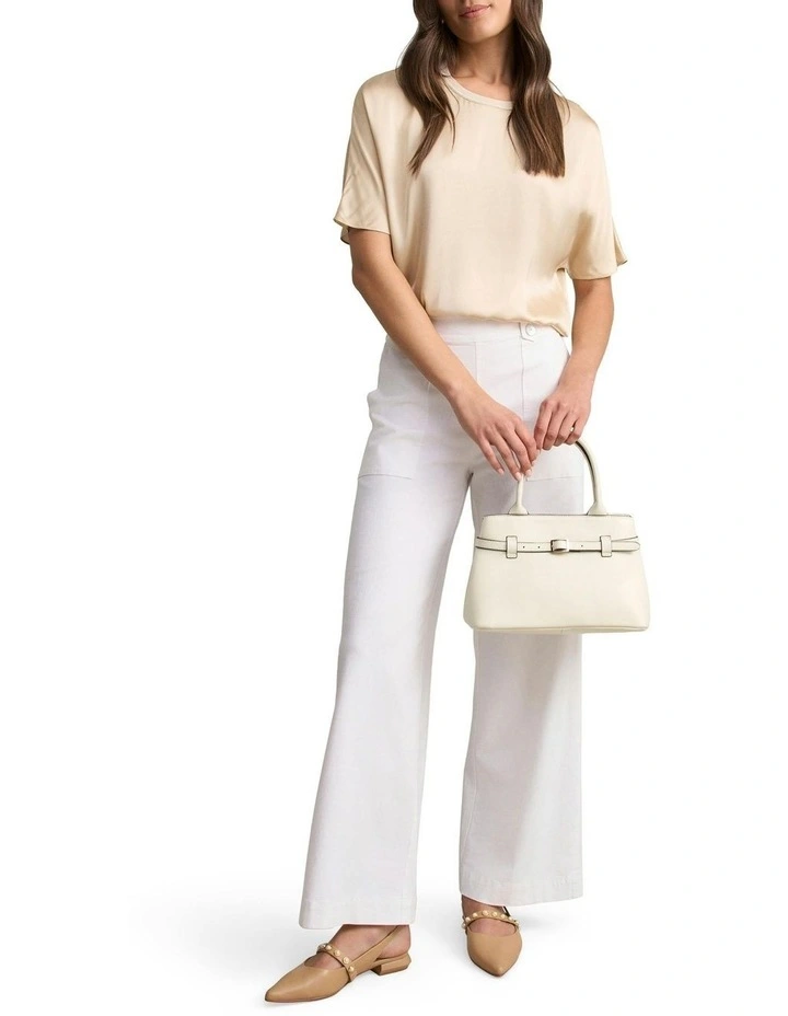 Short Sleeve Viscose Top in Champagne image 3