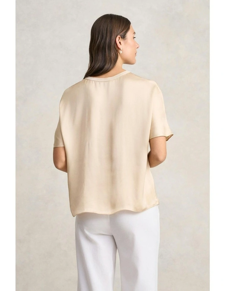 Short Sleeve Viscose Top in Champagne image 4