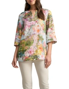 Printed Linen Tunic in Multi