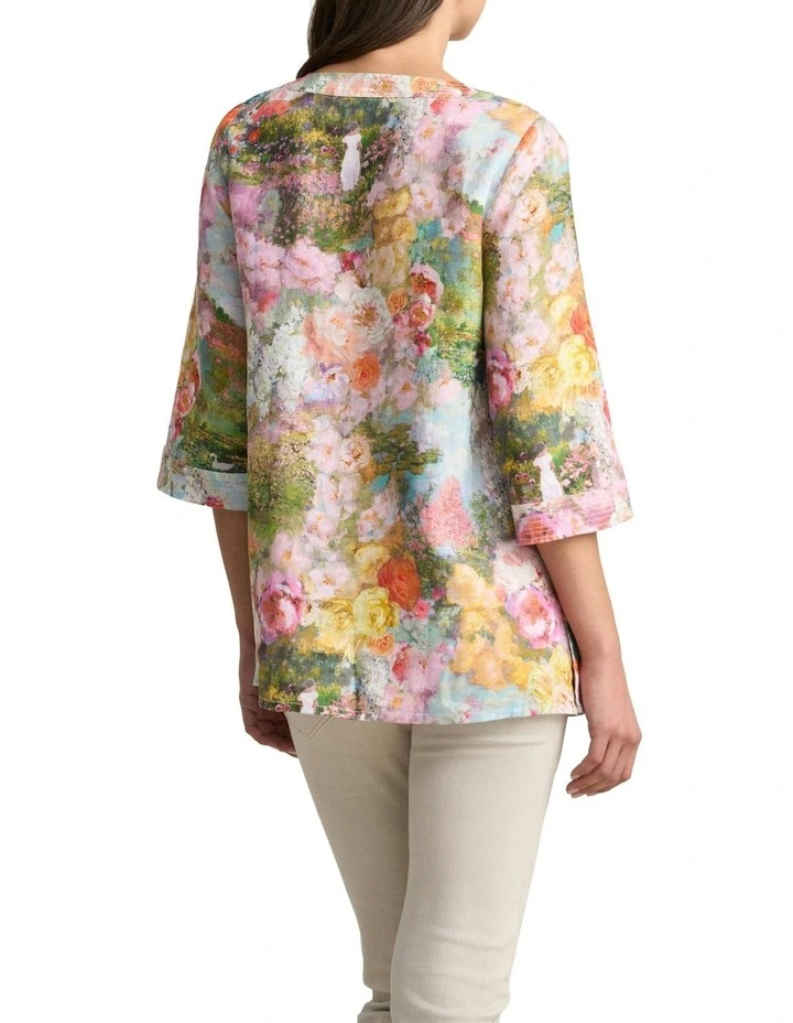 Printed Linen Tunic in Multi image 2