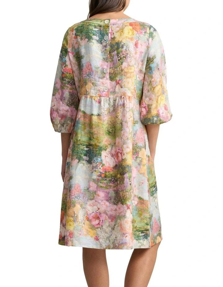 Printed Linen Dress in Multi image 2