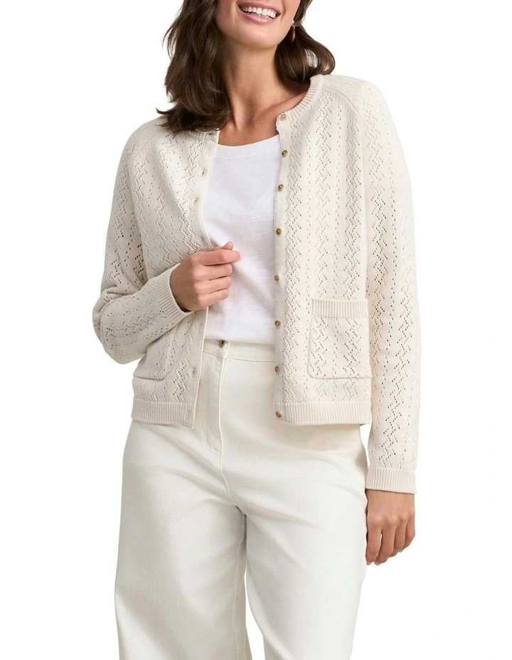 Pointelle Cardigan in Ecru image 1