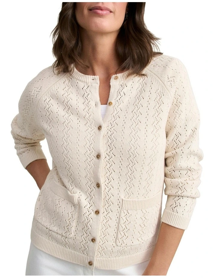 Pointelle Cardigan in Ecru image 4