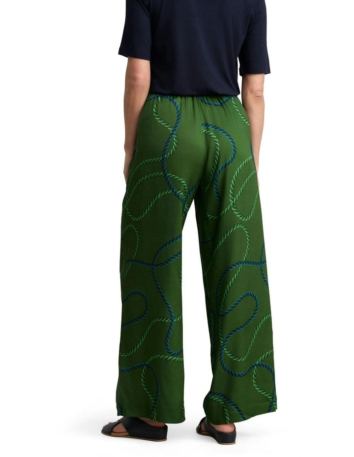 Viscose Pull On Print Pant in Green image 2