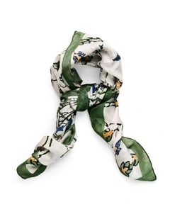 Leaf Print Square Scarf in Green