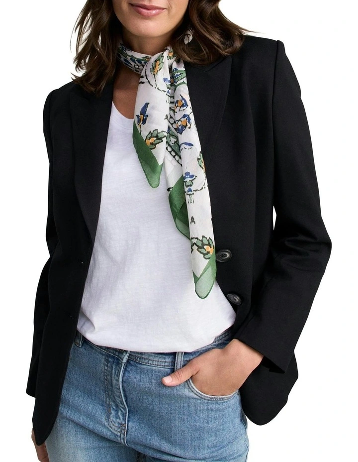 Leaf Print Square Scarf in Green image 2