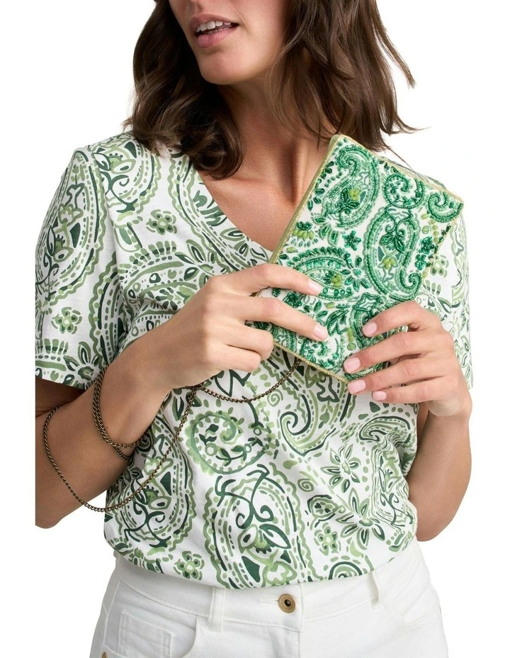 Paisley Print Cos Bag in Green image 2