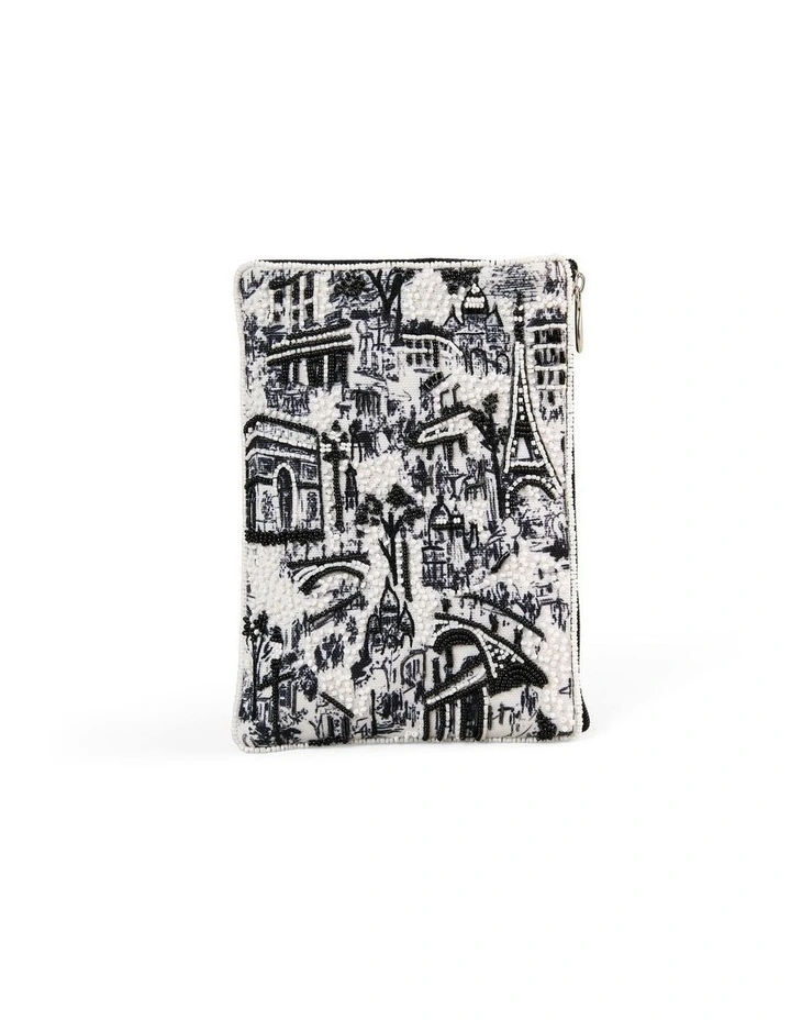 Paris Print Cos Bag in Black image 1