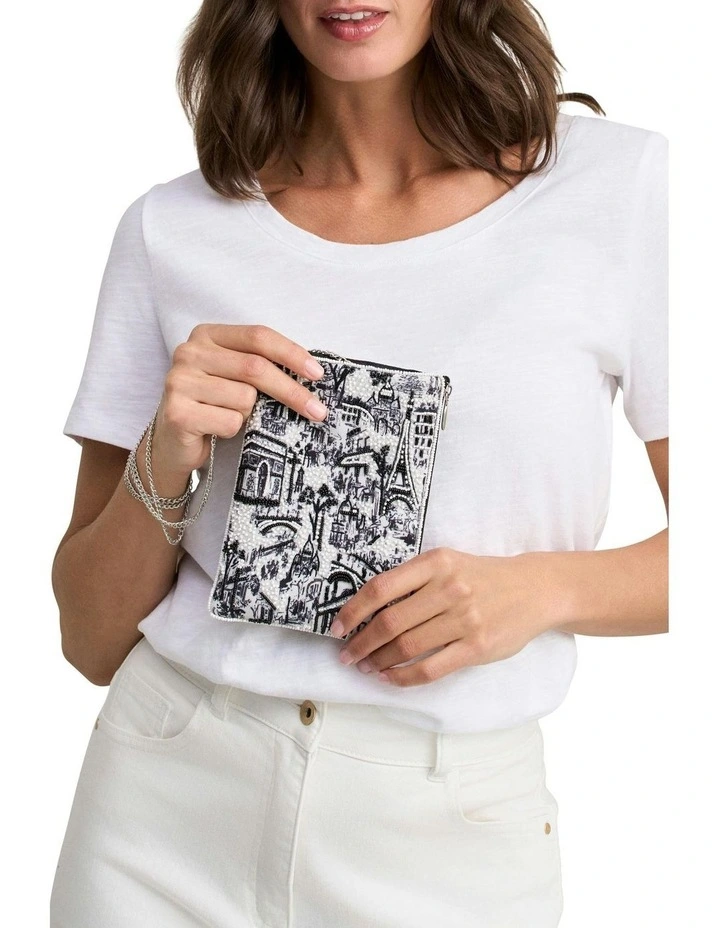 Paris Print Cos Bag in Black image 2