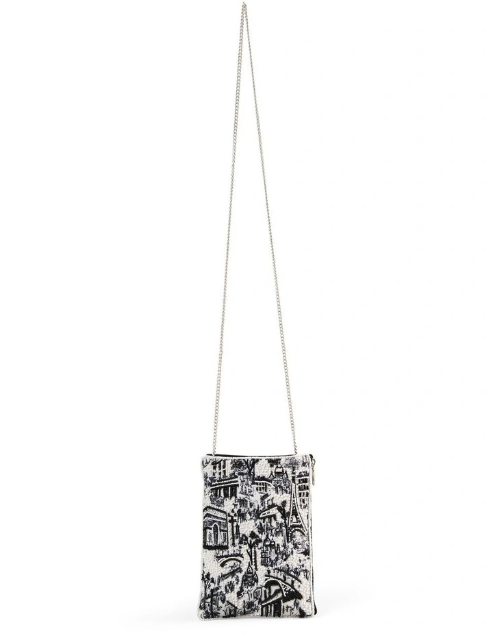Paris Print Cos Bag in Black image 3