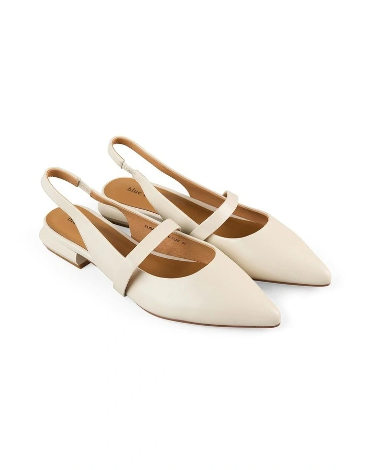 Elisa Pointed Flat in Ecru image 3