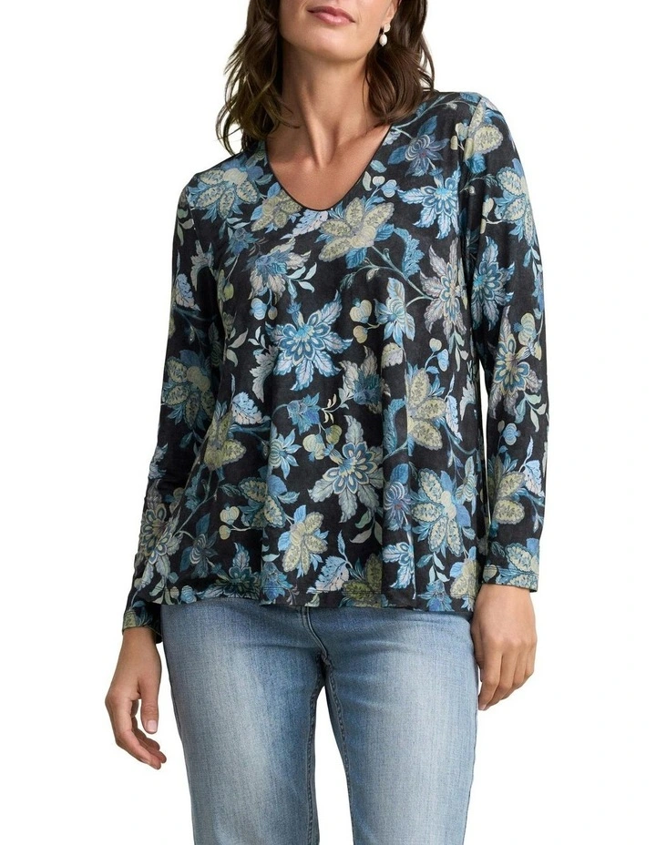 V-Neck Relaxed T-shirt in Floral Chintz Print image 1
