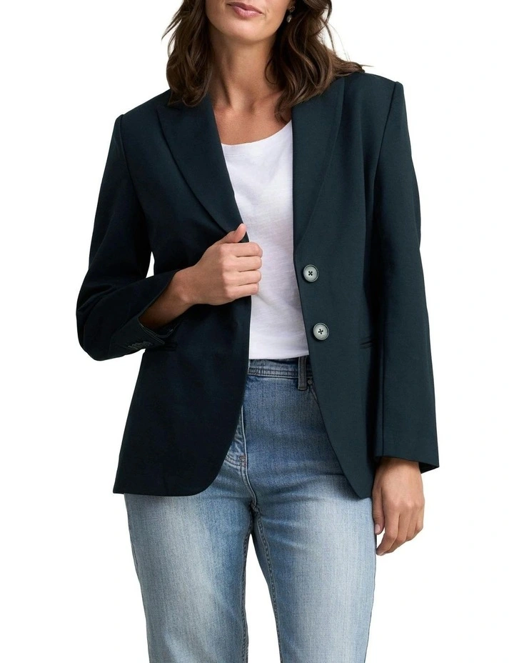 Single Breasted Ponte Blazer in Ink image 1