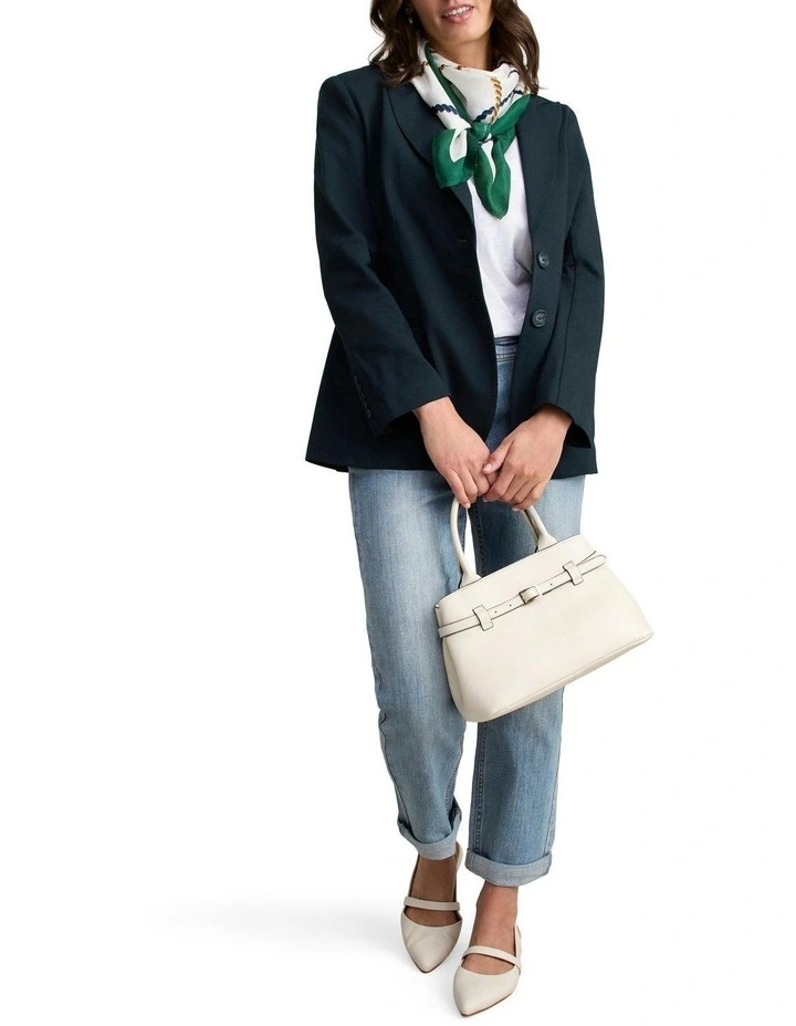 Single Breasted Ponte Blazer in Ink image 3