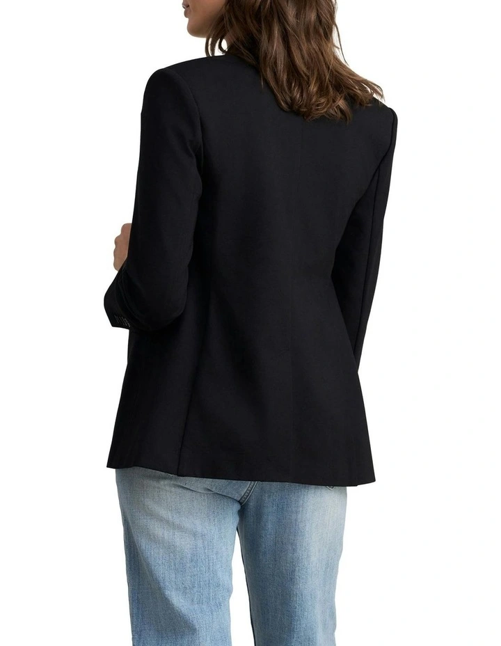 Single Breasted Ponte Blazer in Black image 2