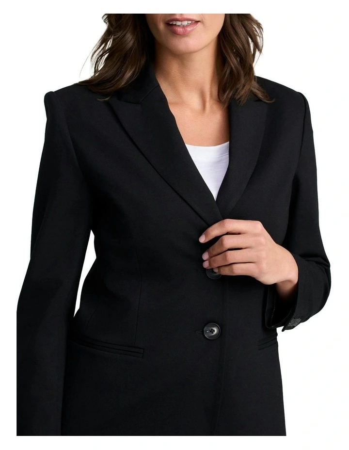 Single Breasted Ponte Blazer in Black image 4