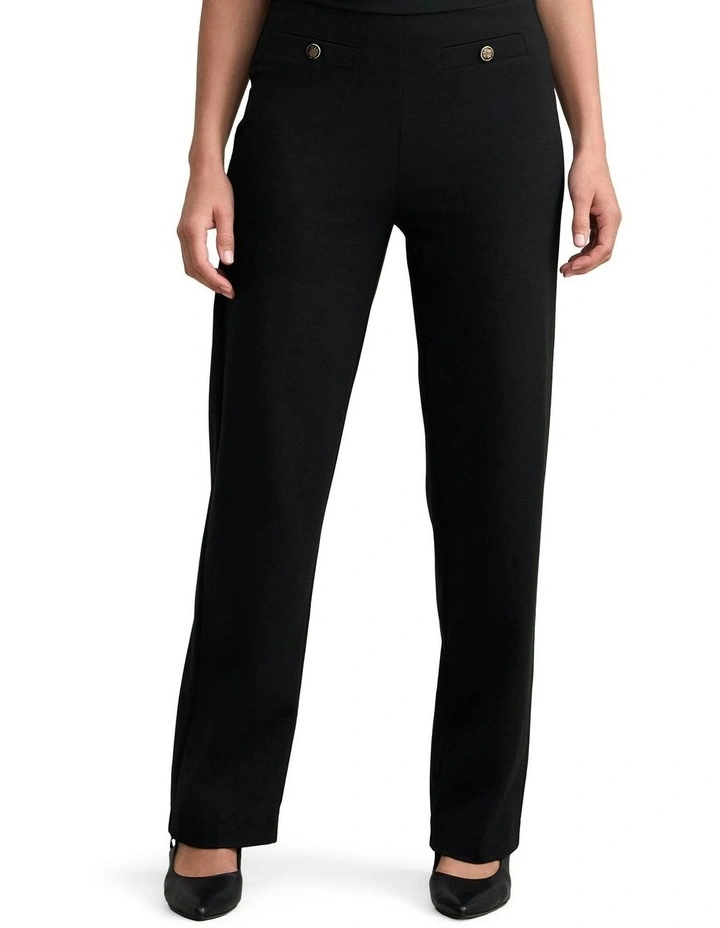Straight Leg Ponte Pant in Black image 1