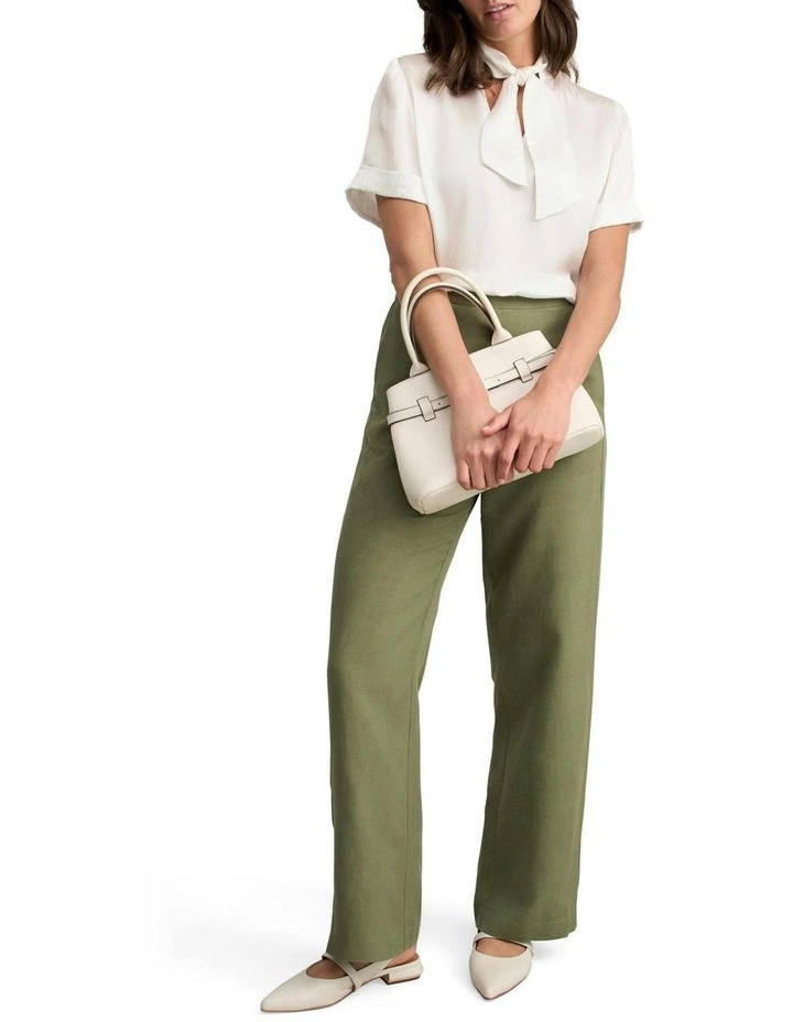 Textured Neck Tie Blouse in White image 3