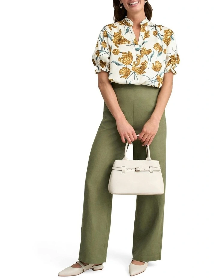 Puff Sleeve Printed Blouse in White image 3