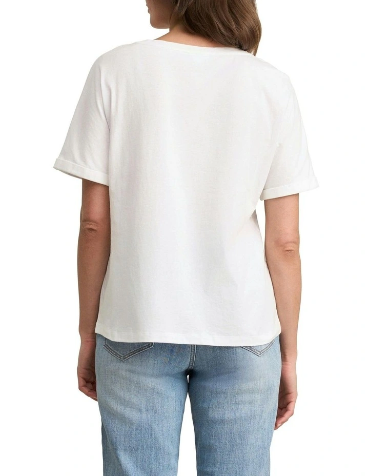 Cotton Applique T-shirt in White image 2