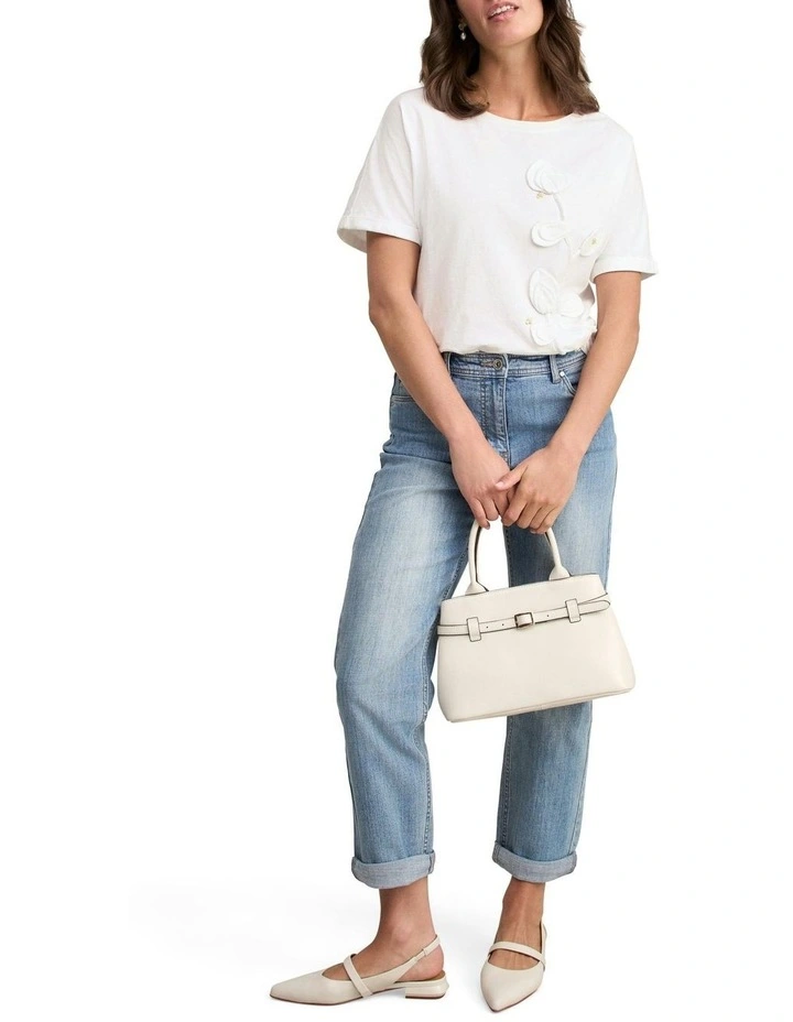 Cotton Applique T-shirt in White image 3