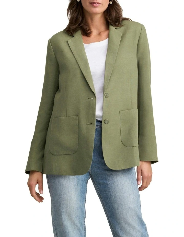 Linen Lyocell Blazer in Sage Green image 1