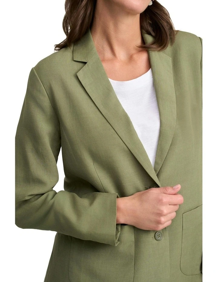Linen Lyocell Blazer in Sage Green image 4