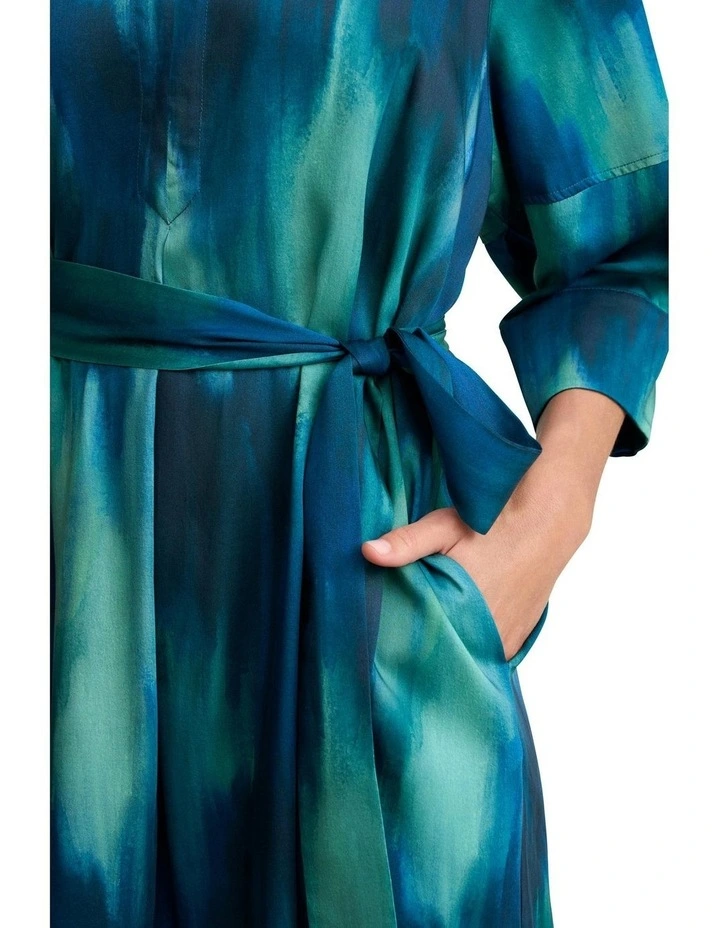 Cocoon Sleeve Printed Dress in Green image 4