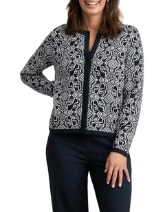 Cotton Jacquard Cardigan in Multi