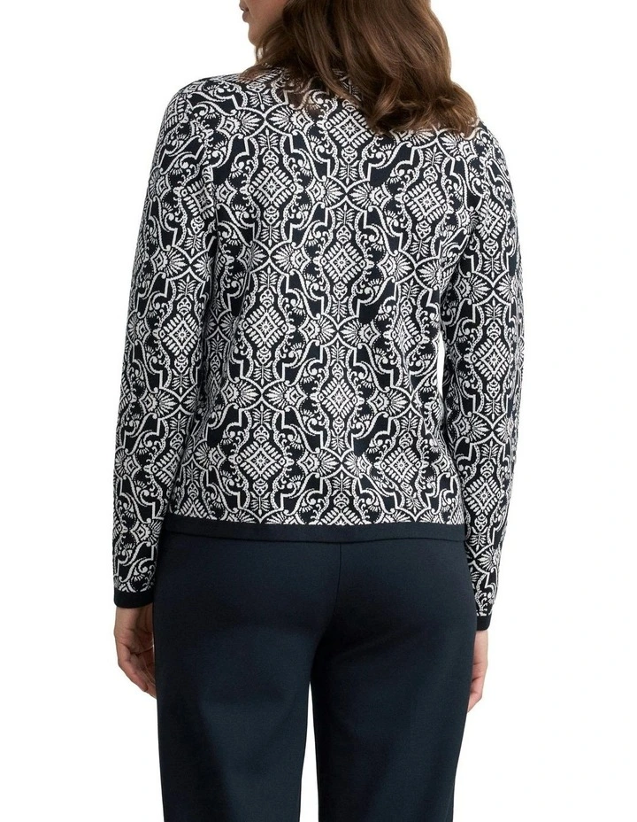 Cotton Jacquard Cardigan in Multi image 2