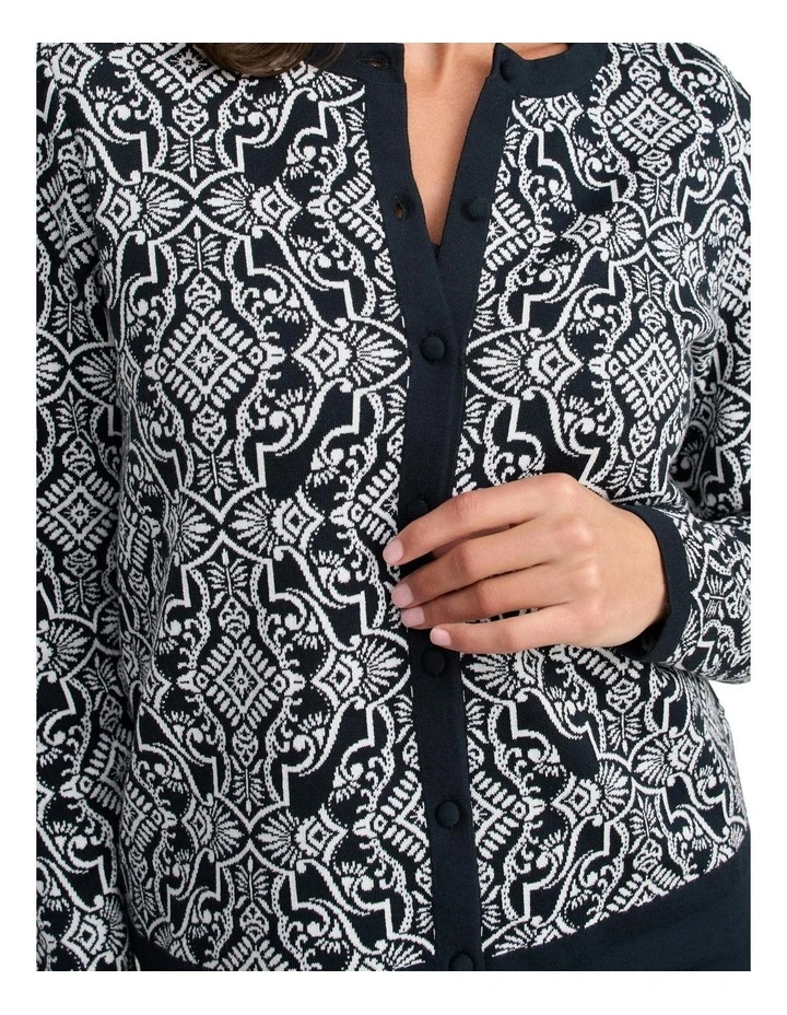 Cotton Jacquard Cardigan in Multi image 4