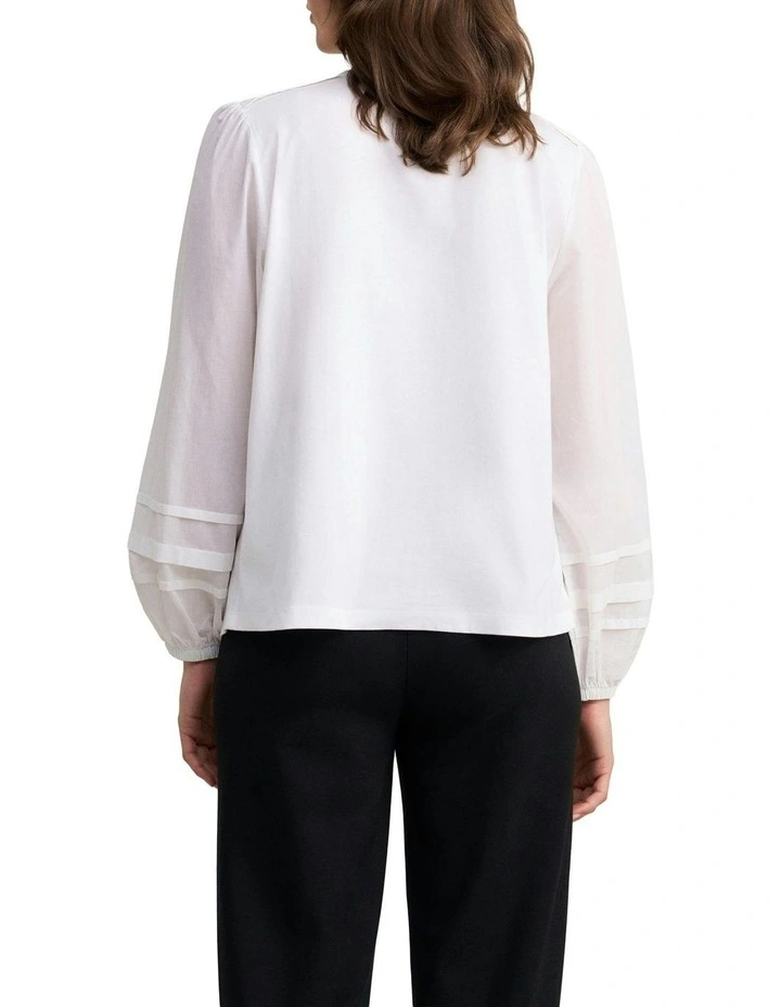 Jersey Mix Shirt in White image 2