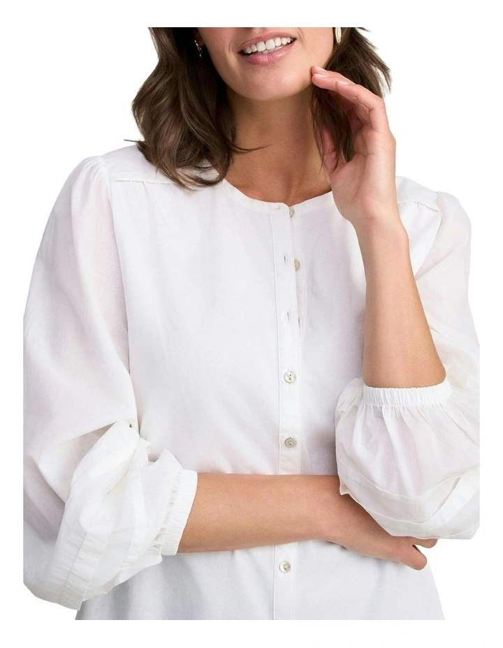 Jersey Mix Shirt in White image 4