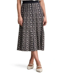 Jacquard Knit Skirt in Black