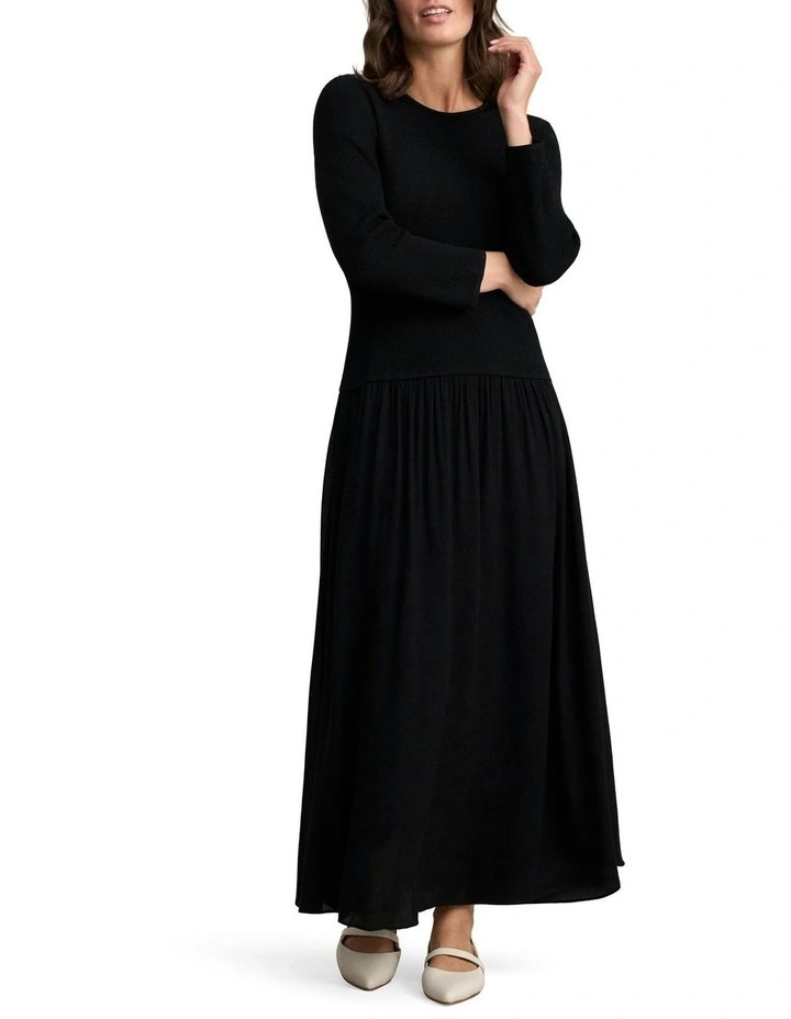Mix Media Dress in Black image 1